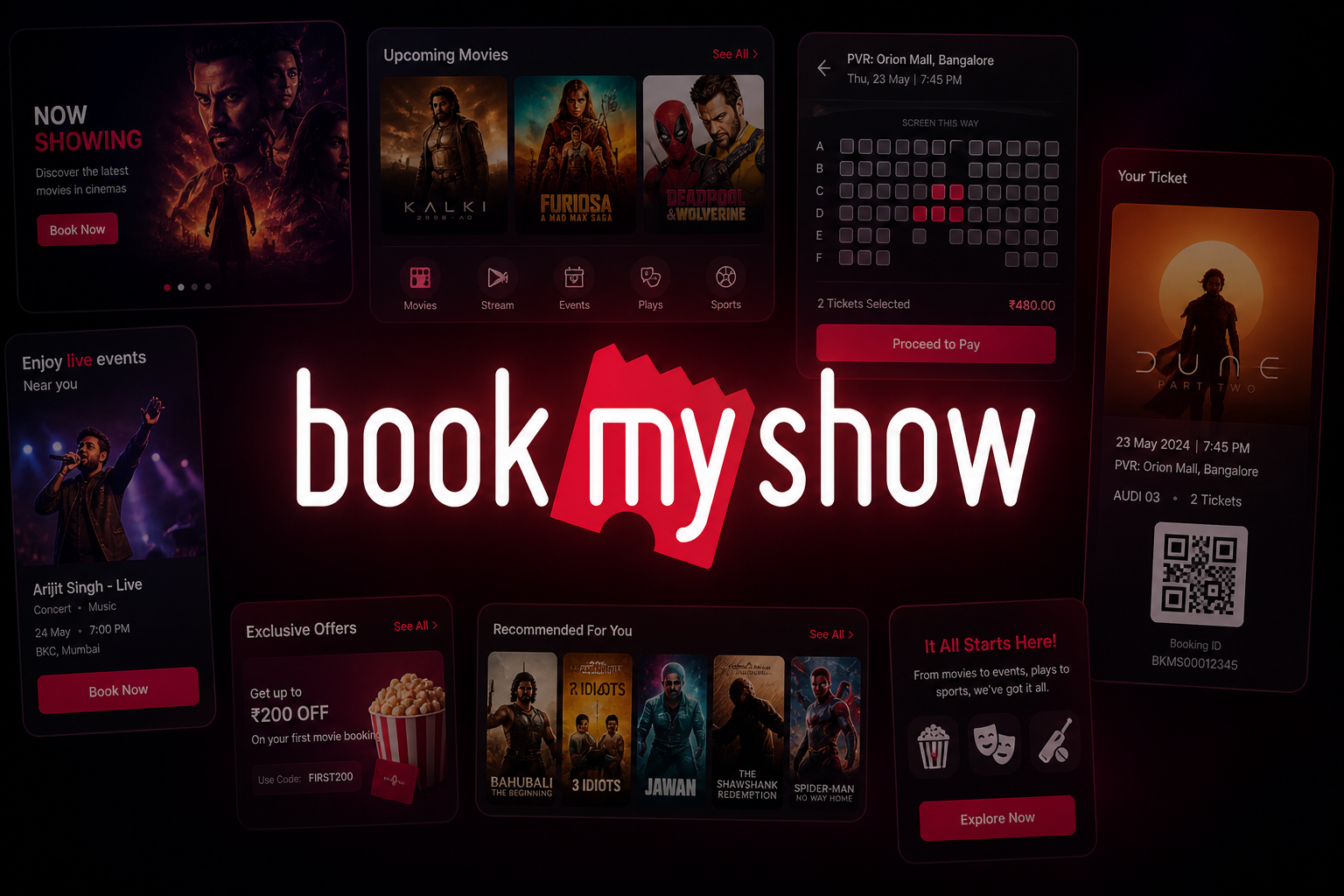 BookMyShow-style ticket booking platform project preview